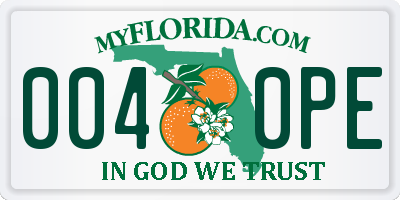 FL license plate 0040PE