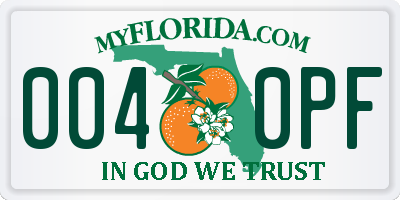 FL license plate 0040PF