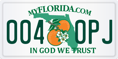 FL license plate 0040PJ