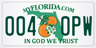 FL license plate 0040PW