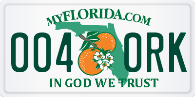 FL license plate 0040RK