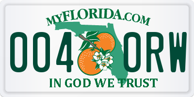 FL license plate 0040RW