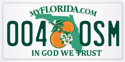 FL license plate 0040SM