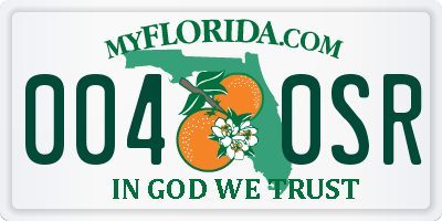 FL license plate 0040SR