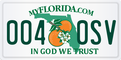 FL license plate 0040SV