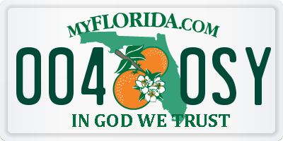 FL license plate 0040SY