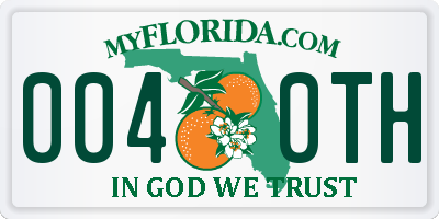 FL license plate 0040TH