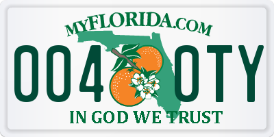 FL license plate 0040TY