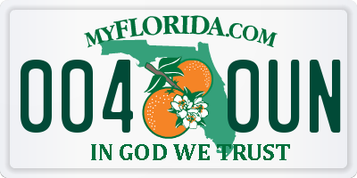 FL license plate 0040UN