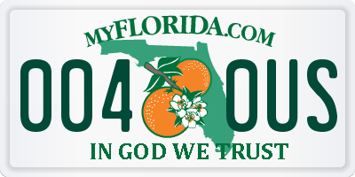 FL license plate 0040US