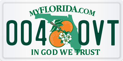FL license plate 0040VT