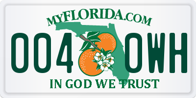FL license plate 0040WH