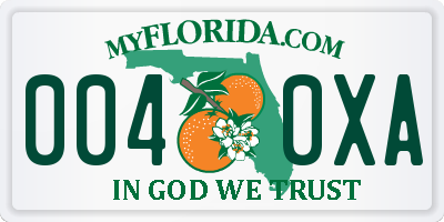 FL license plate 0040XA