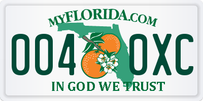 FL license plate 0040XC