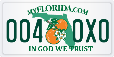 FL license plate 0040XO