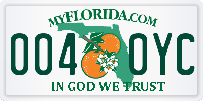 FL license plate 0040YC