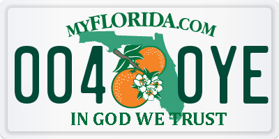 FL license plate 0040YE