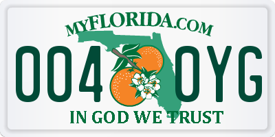 FL license plate 0040YG