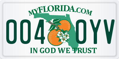 FL license plate 0040YV