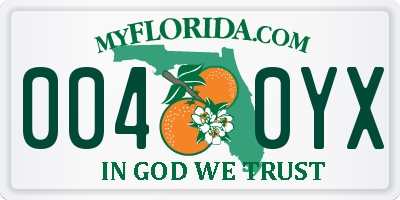 FL license plate 0040YX