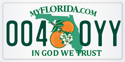FL license plate 0040YY