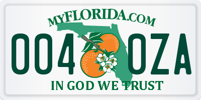 FL license plate 0040ZA