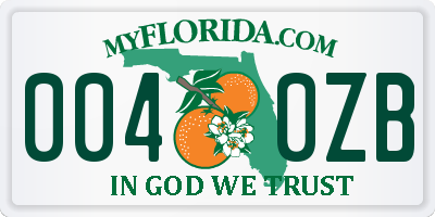 FL license plate 0040ZB