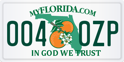 FL license plate 0040ZP
