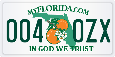 FL license plate 0040ZX