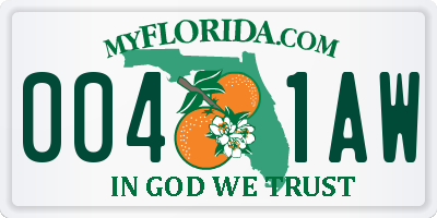FL license plate 0041AW