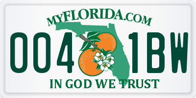 FL license plate 0041BW