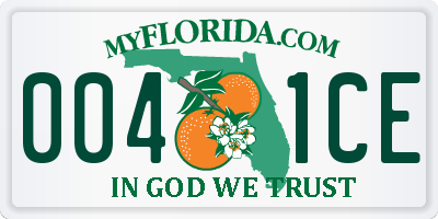 FL license plate 0041CE
