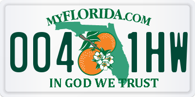 FL license plate 0041HW