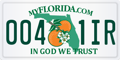 FL license plate 0041IR
