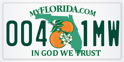 FL license plate 0041MW