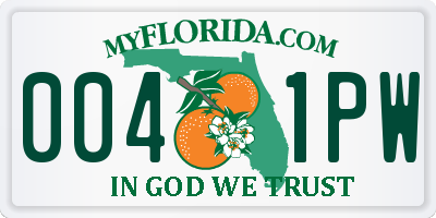 FL license plate 0041PW