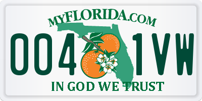 FL license plate 0041VW