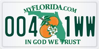 FL license plate 0041WW