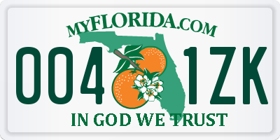 FL license plate 0041ZK