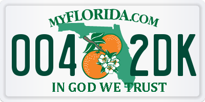 FL license plate 0042DK