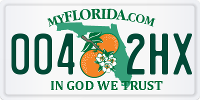 FL license plate 0042HX