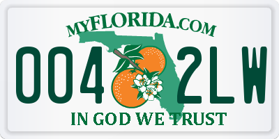 FL license plate 0042LW