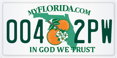 FL license plate 0042PW