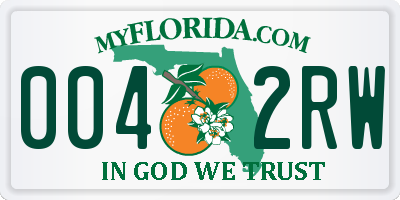 FL license plate 0042RW