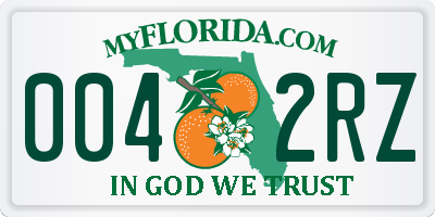 FL license plate 0042RZ