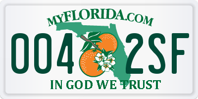 FL license plate 0042SF