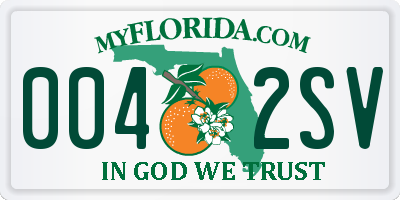 FL license plate 0042SV