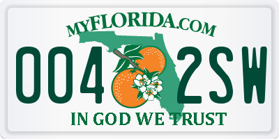 FL license plate 0042SW