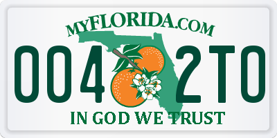FL license plate 0042TO