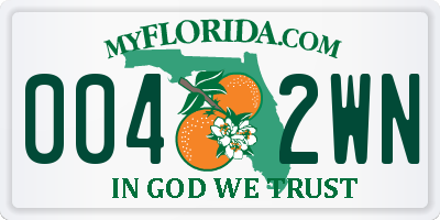 FL license plate 0042WN